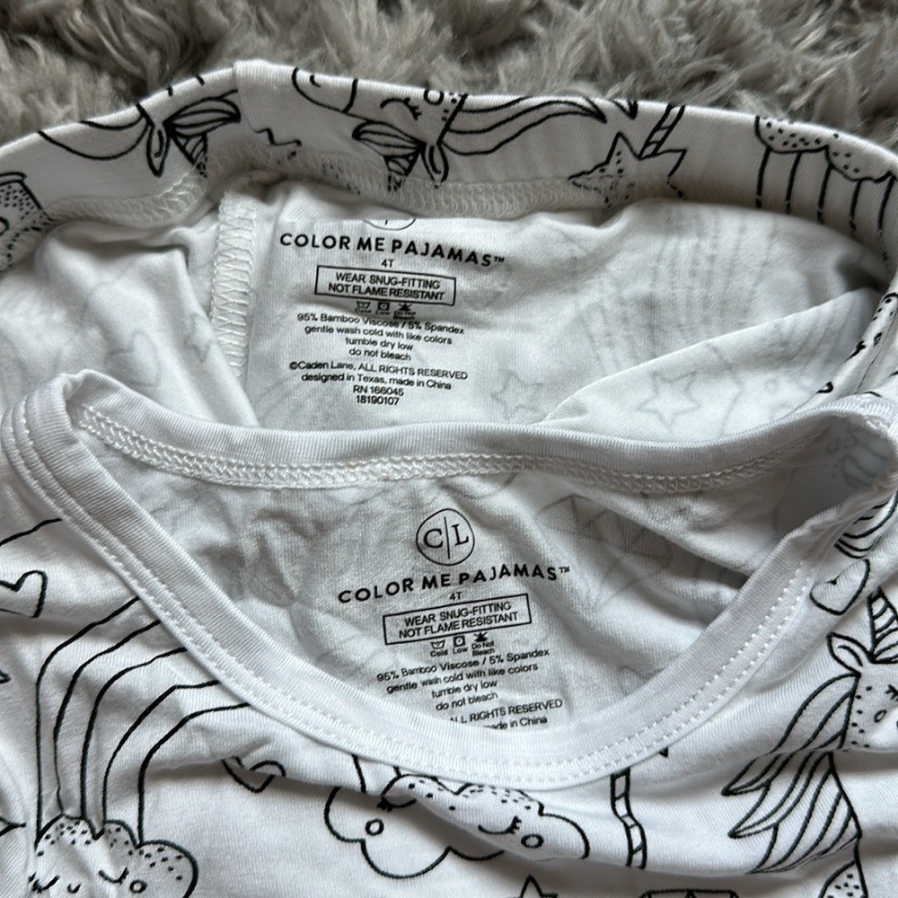 New Caden Lane Color Me Pajamas 2 Piece Set Enchanted Unicorns. Size 4T - Picture 5 of 8